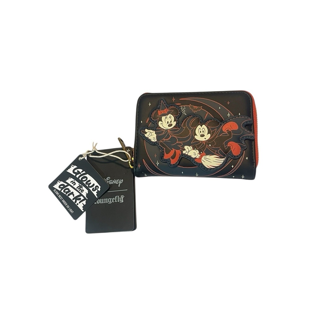 Loungefly Disney Mickey & Minnie Halloween Glow-in-the-Dark Zip Around Wallet